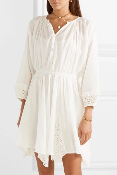 Shop Apiece Apart Vereda Broderie Anglaise Cotton-voile Mini Dress In White