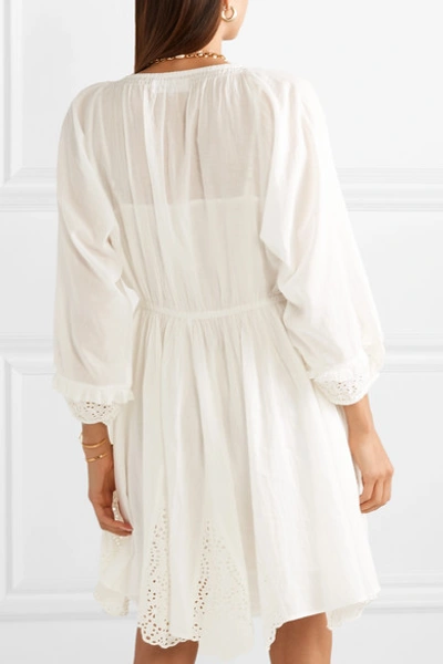 Shop Apiece Apart Vereda Broderie Anglaise Cotton-voile Mini Dress In White