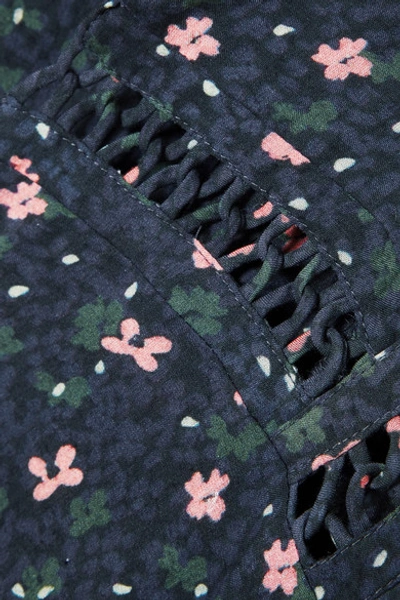 Shop Apiece Apart Los Altos Tie-waist Floral-print Voile Midi Dress In Navy