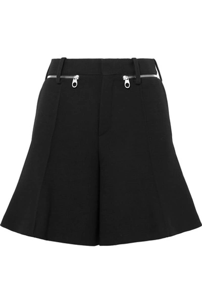 Shop Chloé Wool-crepe Shorts In Black