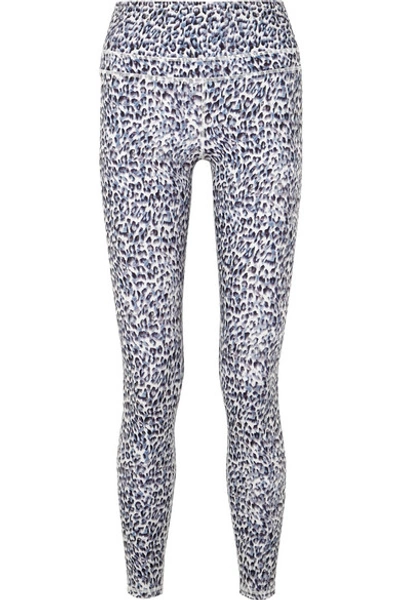 Shop Varley Biona Leopard-print Stretch Leggings In Gray