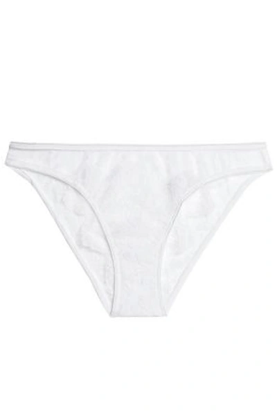 Shop Id Sarrieri Woman Lace And Tulle Mid-rise Briefs White