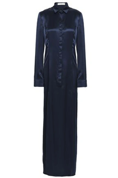 Shop Galvan London Woman Silk-satin Nightdress Midnight Blue