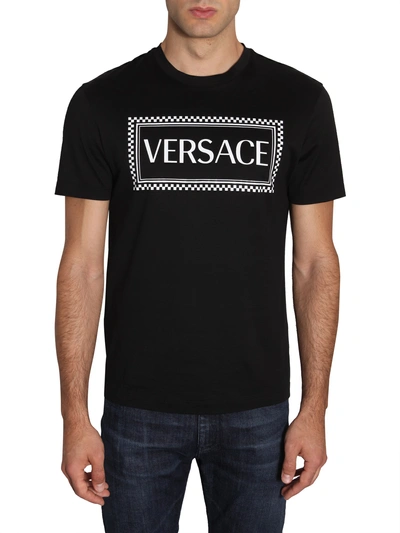 Shop Versace T-shirt With Logo Print In Black