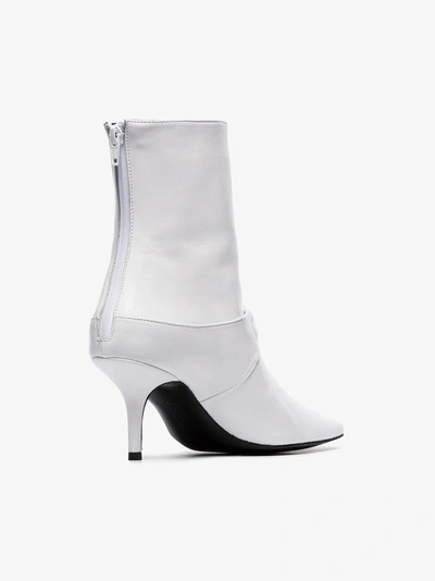 Shop Dorateymur White Groupie 65 Leather Knot Ankle Boots