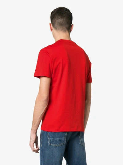 Shop Versace Medusa Embroidered Cotton T-shirt In Red
