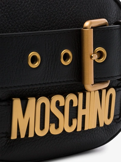Shop Moschino Black Logo Leather Camera Bag