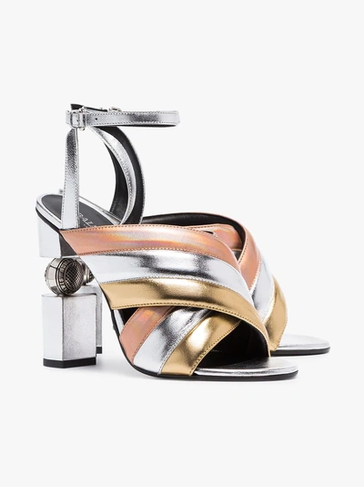 Shop Balmain Jana 110 Metallic Leather Sandals In 107 - Metallic