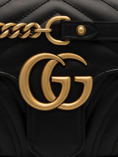 Shop Gucci Black Marmont Quilted Leather Shoulder Bag