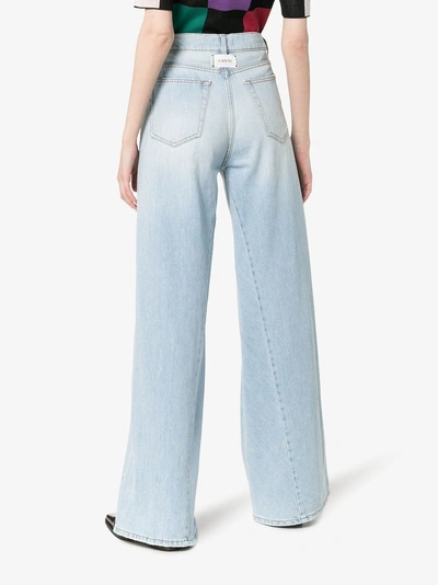 Shop Ganni Sheldon Bleached Wide Leg Jeans In 700 Blue