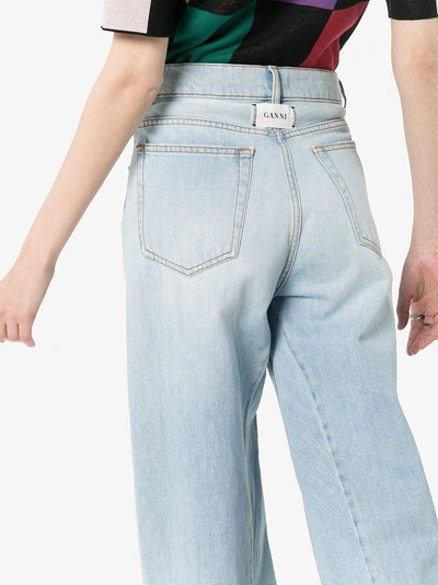 Shop Ganni Sheldon Bleached Wide Leg Jeans In 700 Blue