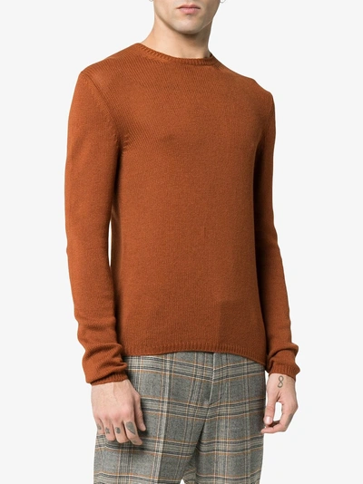 Shop Prada Brown Knitted Slim Fit Cashmere Jumper
