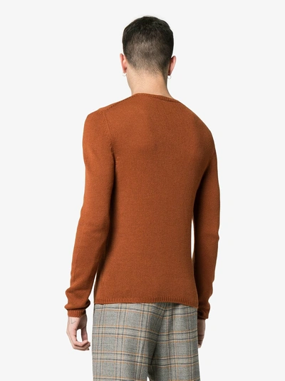 Shop Prada Brown Knitted Slim Fit Cashmere Jumper