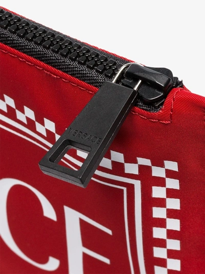 Shop Versace Red Logo Print Pouch Bag In Kr3bn