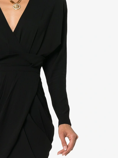 Shop Versace Turtle Neck Silk-blend Wrap Dress In Black