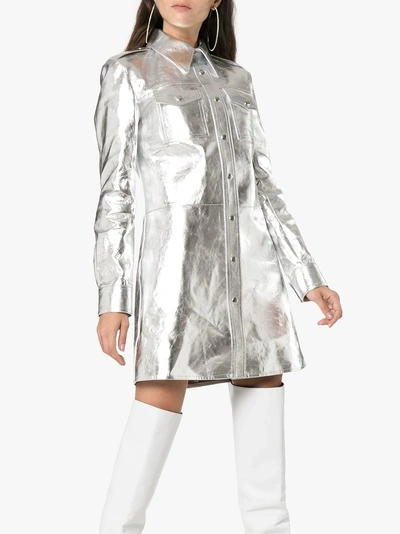 Shop Calvin Klein 205w39nyc Metallic Shirt Mini-dress