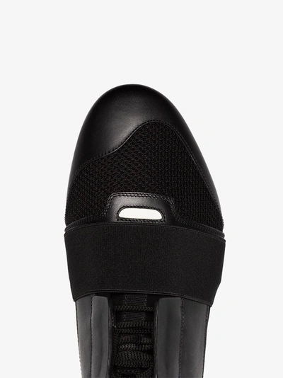 Shop Balenciaga Black Race Runner Leather Sneakers In 1000 Black