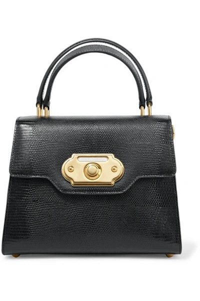 Shop Dolce & Gabbana Welcome Medium Lizard-effect Leather Tote In Black