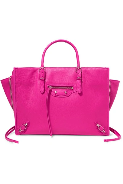 Shop Balenciaga Papier A6 Small Textured-leather Tote In Pink