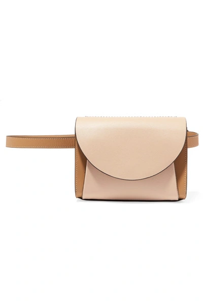 Shop Marni Pochette Two-tone Textured-leather Belt Bag In Taupe