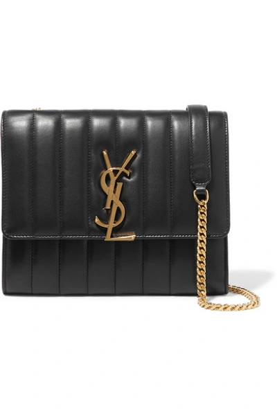 Shop Saint Laurent Vicky Quilted Leather Shoulder Bag In Black