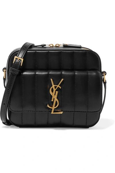 Shop Saint Laurent Vicky Quilted Leather Camera Bag In Black