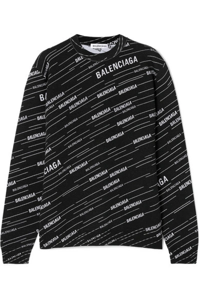 Shop Balenciaga Intarsia Wool-blend Sweater In Black