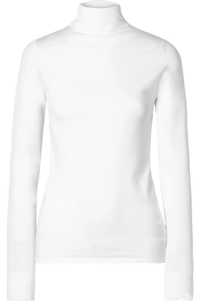 Shop Les Rêveries Stretch-knit Turtleneck Top In White