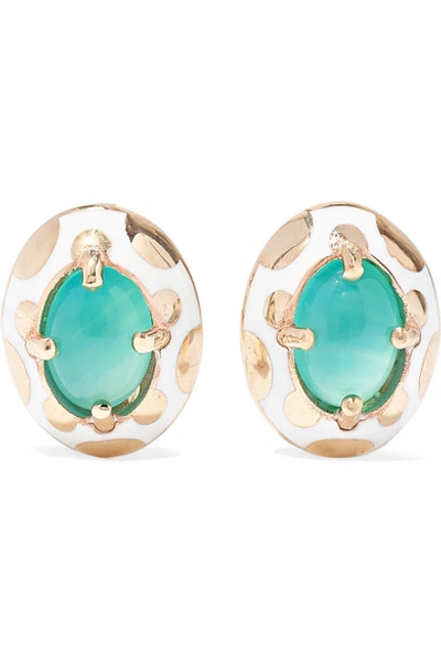 Shop Alice Cicolini Candy 14-karat Gold And Enamel Opal Earrings