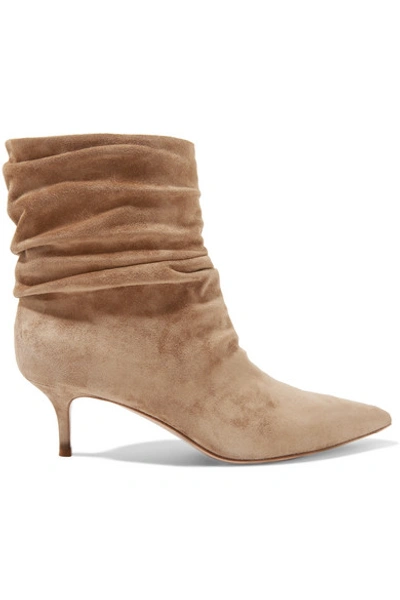 Shop Gianvito Rossi Cecile 55 Suede Ankle Boots In Mushroom