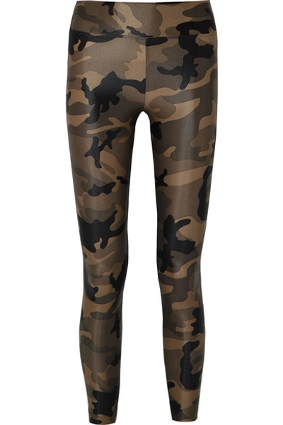 Shop Koral Lustrous Camouflage-print Stretch Leggings In Army Green