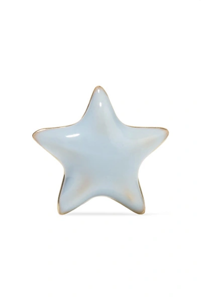 Shop Alison Lou Tiny Star 14-karat Gold And Enamel Earring In Blue