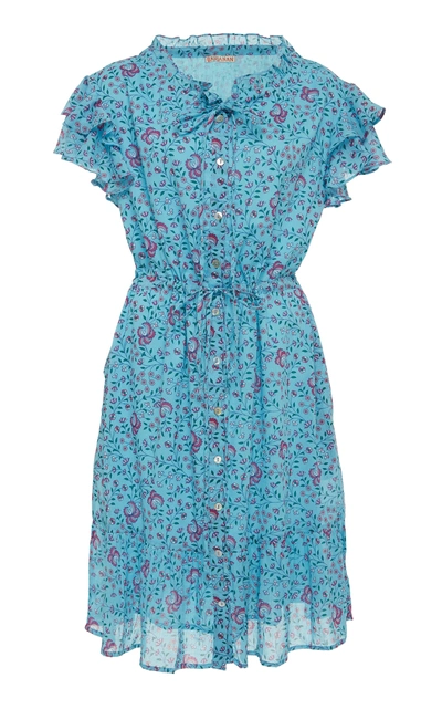 Shop Banjanan Coral Cotton Voile Dress In Blue