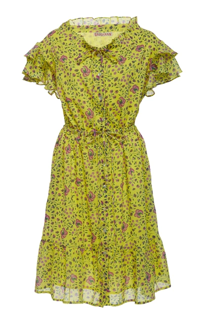 Shop Banjanan Coral Cotton Voile Dress In Yellow