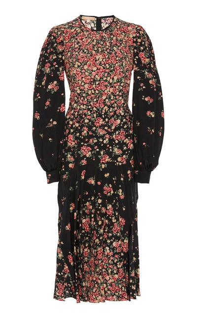 Shop Michael Kors Crushed Drop Waist Silk Dress In Black