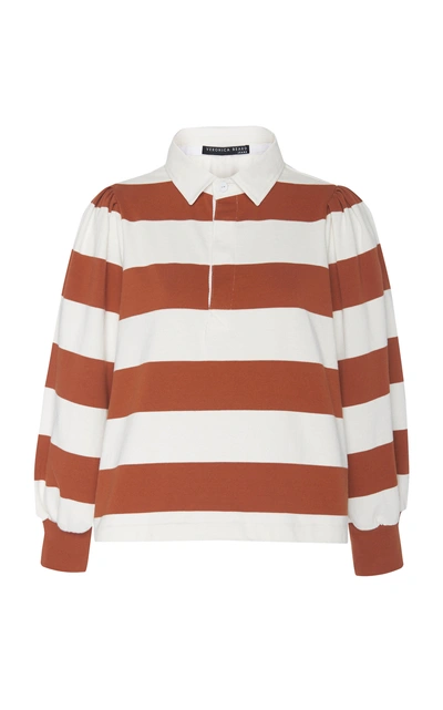 Shop Veronica Beard Presto Rugby Cotton Shirt In Red