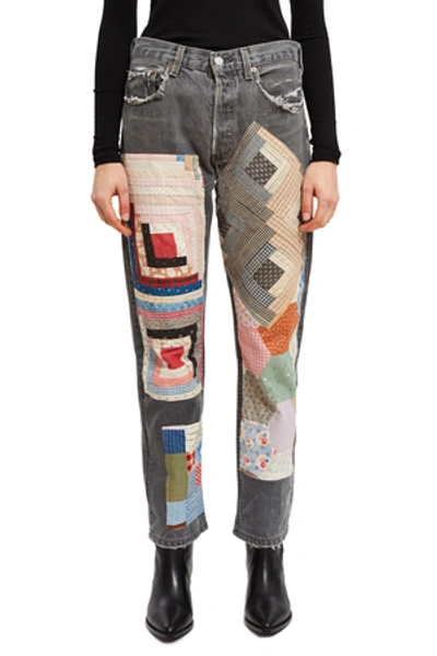 Shop B Sides Opening Ceremony  X Bode Quilt Jeans In Vintage Denim Patchw