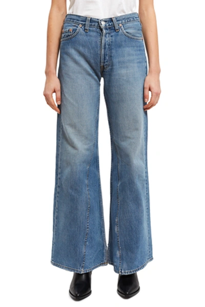 Shop B Sides Opening Ceremony High-rise Wide Leg Plain Jeans In Blue Faded