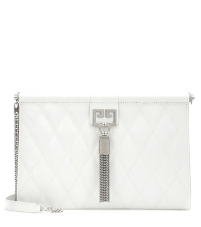 Shop Givenchy Gem Medium Quilted Leather Clutch In White