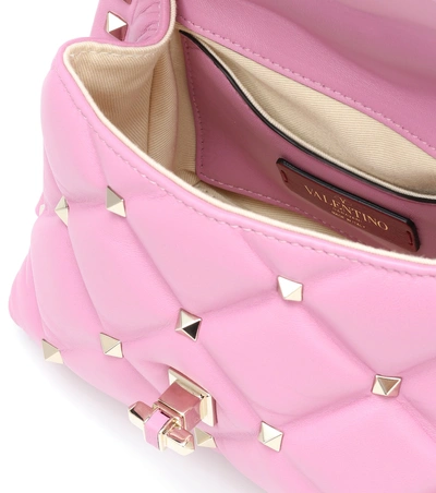 Shop Valentino Candystud Mini Leather Shoulder Bag In Pink