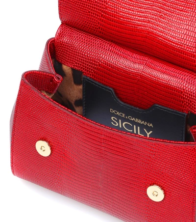 Shop Dolce & Gabbana Sicily Mini Leather Shoulder Bag In Red
