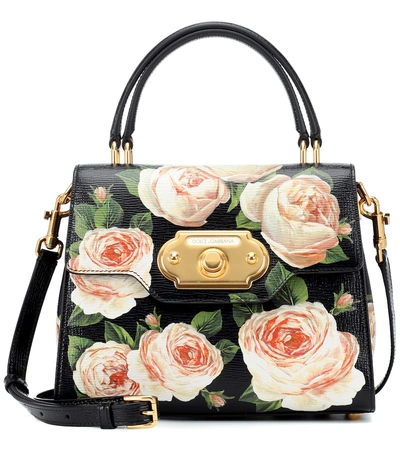 Shop Dolce & Gabbana Welcome Medium Leather Shoulder Bag In Black