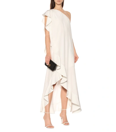 Shop Givenchy Ruffled Silk Dress In White