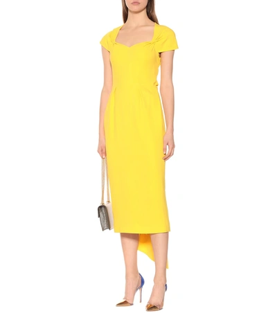 Shop Stella Mccartney Crêpe Midi Dress In Yellow