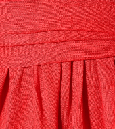 Shop Three Graces London Ferrers Linen Midi Dress In Red