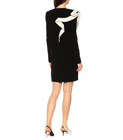 Shop Givenchy Frill Wool Dress In Black