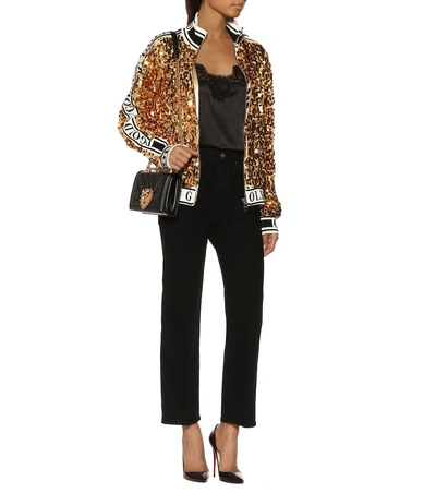 Shop Dolce & Gabbana Sequined Track Jacket In Gold