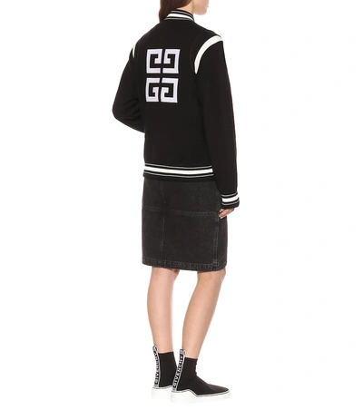 Shop Givenchy Knitted Wool Varsity Jacket In Black