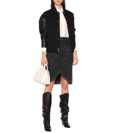 Shop Givenchy Leather-trimmed Bomber Jacket In Black