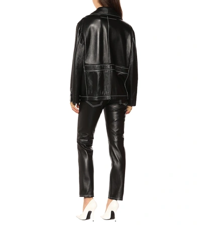 Shop Mm6 Maison Margiela Oversized Leather Jacket In Black